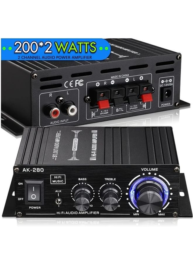 40W Mini 2 0 CH Audio Power Amplifier 1pc Bass Treble Control For Car Home Garage - Image 4